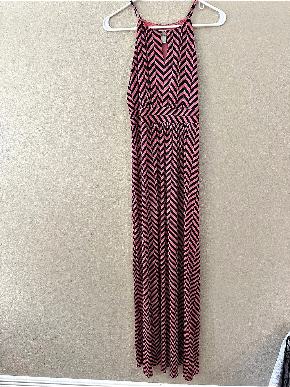 LOFT Geometric Maxi Dress in Pink & Black Size Small Like New